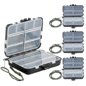 4 Köderboxen für Angeln, mit Doppeltem Fach Tackle Box und 9 bzw. 12 Fächern, inklusive Handseil und verstellbarer Köderboxen für Angelzubehör