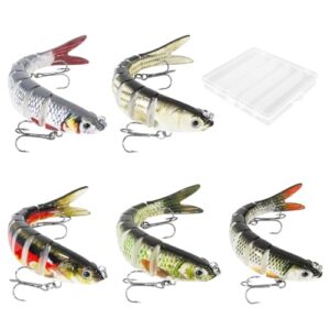 5 Stück Hecht Köder, Kunstköder Wobbler Hecht, Fisch Köder 14cm/26g, Swimbait lebensechter für Zander Barsch Forelle, Angel köder für Süß und Salzwasser