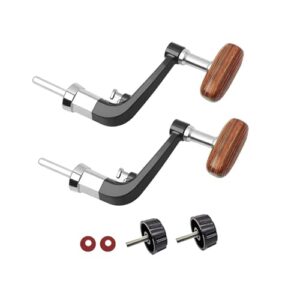 TUKEVA 2 Stück Angelrolle Kurbel Kurbelarm Rocker Arm Griff Rutschfester Angelknopfgriff Spinn-Angelrollengriff Knopf zum Spinnen, Ersatzteile für Angelzubehör, Schwarz