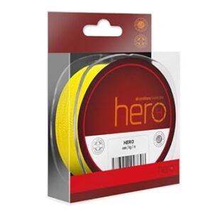 Angelschnur geflochten 4-fach Braid Line Hero Fluo Gelb in verschiedenen Größen und Längen, hochwertige PE-Mikrofasern für hohe Abriebfestigkeit und starke Knoten- und Tragkraft