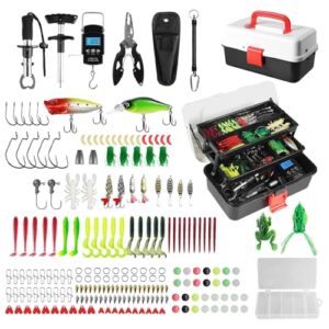 Angelzubehör-Set mit 213 Pcs Angelköder, Werkzeugset und Lippenclips für Kinder und Erwachsene