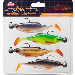 Berkley Pulse Realistic Roach Gummiköder mit Jigkopf - Ultrarealistische Form und Aktion für das Raubfischangeln - Hecht, Zander, Barsch, 11cm | 4 Stücke