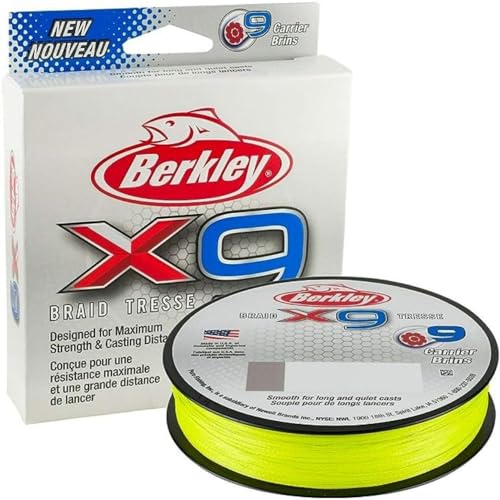 Berkley X9 geflochtene Schnur, Flame Grün, 20.6 kg | 328 Yard | 300 Meter, hochwertige geflochtene Schnur mit optimierter Stärke und Wurfweite für Angler