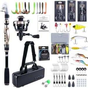 Professionelles Angeln im Salzwasser mit dem Goture Angelset, einem umfangreichen Komplettset für Anfänger und Fortgeschrittene, inkl. Teleskop-Brandungsrute aus Kohlefaser & Spinnrolle mit 9+1 gekapselten Kugellagern, Angelwerkzeuge und Rollentasche