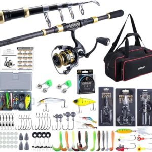 Fischereiausrüstung, Teleskop-Angelrute, Spinnrollen-Köder-Set, Tragetasche für Anfänger und Profis