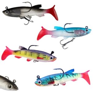 Gummifische für Hecht, 4 Stück Angelköder Set, Raubfisch Köder mit lebensechten Farben, 8 cm PVC Swimbait für Süß- und Salzwasser, Angler