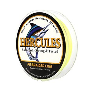 HERCULES Super Cast 100m - 2000m Yards geflochtene Angelschnur mit hoher Festigkeit und Abriebfestigkeit für Salzwasser, Süßwasser und Meeresangeln