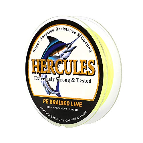 HERCULES Super Cast 100m - 2000m Yards geflochtene Angelschnur mit hoher Festigkeit und Abriebfestigkeit für Salzwasser, Süßwasser und Meeresangeln