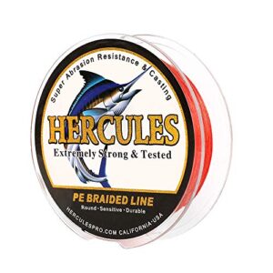 HERCULES Super Cast Angelschnur, geflochtene Angelschnur für Salzwasser und Süßwasser, 10lb - 300lb Test, PE Geflecht Fischdraht, Superline 8 Stränge