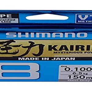Highqualitäts Angelfaden Line Kairiki 8 von SHIMANO, Länge 150 m, Durchmesser 0,13 mm, Kapazität 8,2 kg, ideal für Süss- und Salzwasser-Jigging geeignet.