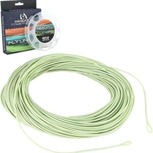 Hochwertige Fliegenfishing-Schnur mit Schlaufen, 30,5m lang, WF3F/4F/5F/6F/7F/8F, sechs Farben, Moosgrün