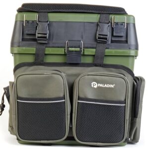 Angelrucksack mit Sitzfunktion, viel Stauraum für Angelzubehör, abnehmbarer Schultergurt