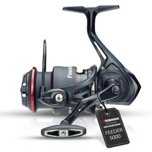 Hochwertige Angelrolle aus Duraluminium mit Zwei gummierten Clips und Quick Drag Bremsensystem für professionellen Angeln in verschiedenen Gewässern.