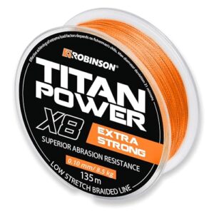 Spinnfischen Angelschnur geflochten, 0,10mm Tragkraft bis 8,5kg 135m Robinson Titan Power ORANGE
