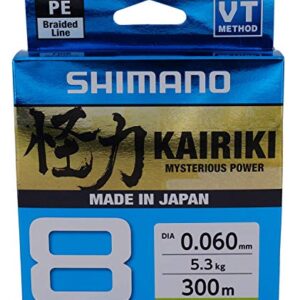 SHIMANO Kairiki Angelschnur, 8, 300 m, Grün, 0,060 mm/5,3 kg, geflochtene Angelschnur