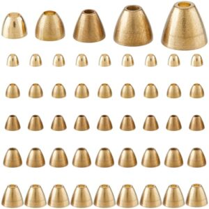 50 golden metal molds in 5 different styles, perfect for fly fishing and lure crafting