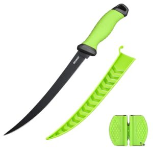 Multifunktionales Fischfiletmesser mit Edelstahlklinge, rutschfestem Gummigriff und Schutzscheide