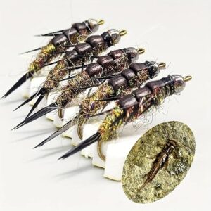 5 Stück Steinfliegen-Nymphen für Forellenchasen, realistische Beuteprofile, perfekt zum Nachahmen der richtigen Nahrung