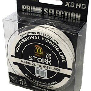 Stork HDx8, 8-Fach geflochtene Premium Angelschnur 300m (Weiß, 20 lbs / 9.1 kg / 0.18 mm)