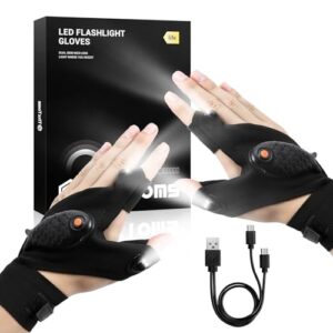 Exzellente LED-Handschuhe von ThxToms für Nachtangeln, Camping und Outdoor-Aktivitäten. Hochwertiges Stretchgewebe, atmungsaktiv und weich. Doppellichtkopfmodul mit 37% höherer Helligkeit und 2,5-facher längerer Leuchtweite.