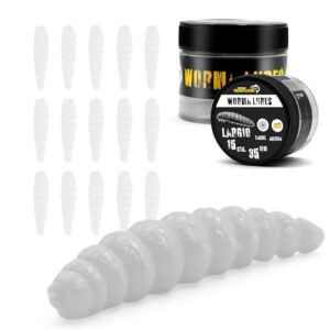 Troutlook Wurm Lure, 15 Stück Forellengummi, weiß mit Käsearoma, ideal für Angeln von Forellen und anderen Fischen.