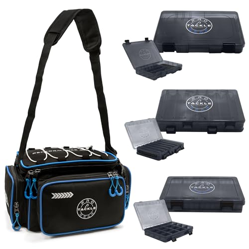Angeltasche mit drei separaten Boxen für den Fischfang und eine ausgewogene Mischung aus Design und Funktionalität.