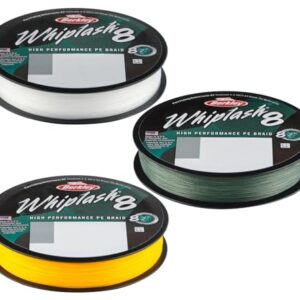 Berkley Whiplash8 Angelschnur, Superline für Raubfischangeln, geeignet für Hecht, Barsch, Zander und Forelle, Unisex, Gelbfarbe, 0,08 mm Dicke, 12,9 kg bzw. 12,7 kg Gewicht, Länge 165 m