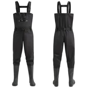 Wasserdichte Wathose für Herren und Damen mit verstärkten Gummistiefeln, verstellbaren Trägern und Brusttasche
