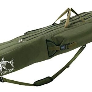 Ferocity Angeltasche 160 cm Rutentasche Rutenfutteral Angelkoffer mit Fischmuster, 3 Kammern, Made in EU, robust und wasserabweisend