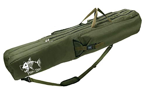 Ferocity Angeltasche 160 cm Rutentasche Rutenfutteral Angelkoffer mit Fischmuster, 3 Kammern, Made in EU, robust und wasserabweisend