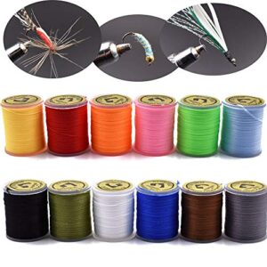 Mehrfare Farben Fliegenbinden Faden für Fliegenfischen, 12 Farben, hochwertige Materialien mit hoher Elastizität
