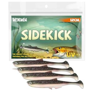 Gummifische für Zander und Barsch, 12 cm lang, 4 Stück, Gummi Fisch Set für Zander Angelköder
