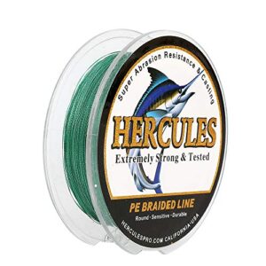 Hercules Super Cast 100m - 2000m geflochtene Angelschnur für Salzwasser und Süßwasser, PE Geflecht Fischdraht mit 4 Strängen und Zero-Stretch-Funktion