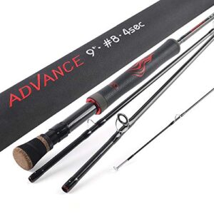 MAXIMUMCATCH Advance Fliegenrute, Superleicht, Spitzenaktion, IM12 30T+40T Kohlefaser Rutenblank, 9FT 5/6/8WT (9FT 8WT 4 Teile)