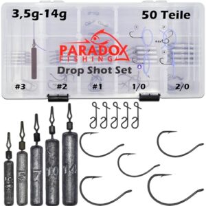 Drop Shot Set für Fischen mit 50 Teilen, 25 Drop Shot Haken und Box