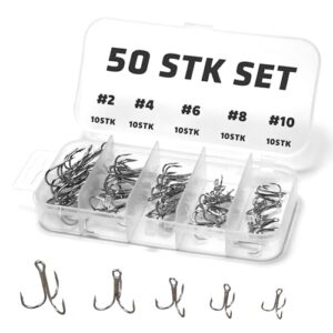 Piscorush Drillingshakenset, 50/150 Stück, für Fische angeln, Kohlenstoffstahl, Angelhaken Set