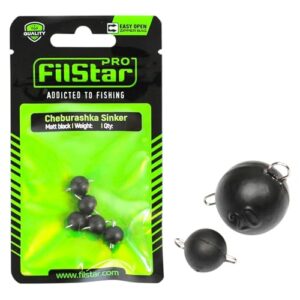 PRO FILSTAR Cheburashka Blei Set - Schwarz Matt Jigköpfe Set für Offset Haken mit Stift, Drop Shot Blei, Angelblei und Gewichte für das Fischen