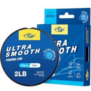 SF Ultra Smooth Monofile Angelschnur mit Spule Mono Klar Nylonschnur 2LB/0.9KG 330YDS 0.12MM - Angelsport, Angel-Schnur, professionell