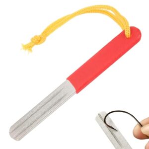 Tragbarer Fischhaken-Schleifschleifstein mit doppelseitiger diamantschleifmaschine und Lanyard für Outdoor-Angeln