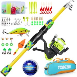 Sougayilang Kinder-Angel, tragbare Teleskop-Angel mit Rolle, inklusive Spinnrolle, Angelkoffer und Ködern für Jugendliche, Mädchen und Jungen, Reise-Angel