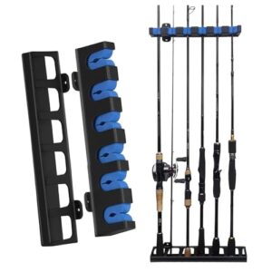 SXCCNW Angelrutenhalter für Familie Wand Garage Aufbewahrung 6 Angelruten Blau