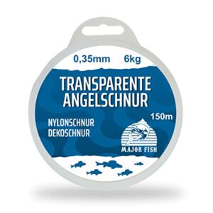 Transparente Angelschnur, Dekoschnur aus Nylon mit 0,35 mm Durchmesser und 6 kg Tragkraft, ideal für Perlenschnur oder Angelsehne, Länge: 150 Meter