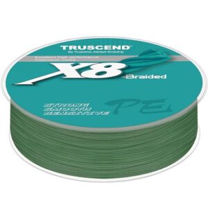 TRUSCEND Geflochtene Angelschnur 8fach, Angelzubehör geflochten glatt und ultradünn, PE Braided Fishing Lines, Angelsehne, Angel Schnur - 15lb/0.16mm/300yds