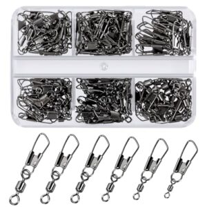 VEPEPE 120 Stück Angelwirbel und Kugellagerwirbel Set aus Edelstahl Plus Kupfer für Angeln, ideal für verschiedene Angelmethoden wie Plattformangeln, Köderangeln, Meeresangeln, Bachangeln und Felsenangeln