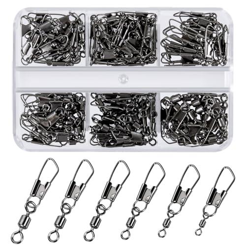 VEPEPE 120 Stück Angelwirbel und Kugellagerwirbel Set aus Edelstahl Plus Kupfer für Angeln, ideal für verschiedene Angelmethoden wie Plattformangeln, Köderangeln, Meeresangeln, Bachangeln und Felsenangeln