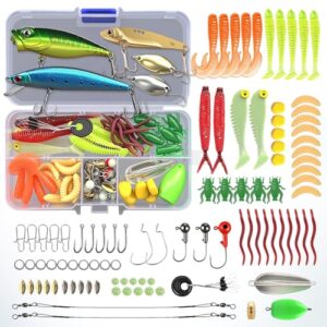 Ein hochwertiges Köder- und Angelzubehör-Set von VEYCVLA, ideal zum Fischen in Süß- oder Salzwasser. Das Set enthält ein 100-teiliges Köderset sowie eine tragbare Werkzeugbox.