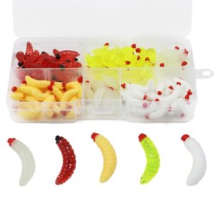 Künstliche Köder Würmer für Fisch, 100 Stück Kunststoffwürmer Angelköder Süßwasser Salzwasser Seeforelle Eisangeln