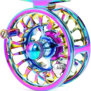 Yun Nong Fliegenfischrolle, CNC gefräste Aluminiumlegierung, leichte Rolle für Forellen, Größe 5/6, 7/8, langlebige und kompakte Fliegenrolle für Süßwasserangeln