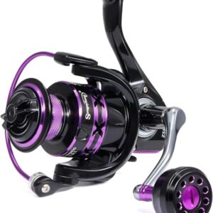Yun Nong Spinnrolle zum Karpfenangeln, 5.0:1 Übersetzung, Ultra glatt, leicht, mit 12 + 1 Kugellager, langlebige Angelrolle für Süßwasserangler (lila)