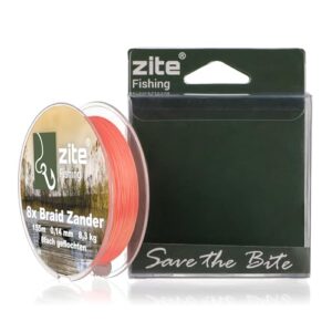 Zite Fishing 8X Geflochtene Angel-Schnur - Geflechtschnur 8-Braid Barsch Zander Hecht Angeln - Rundgeflochten 155m Orange